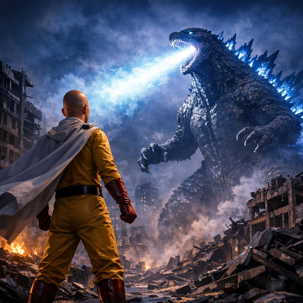 Saitama y Godzilla: Choque de Titanes
